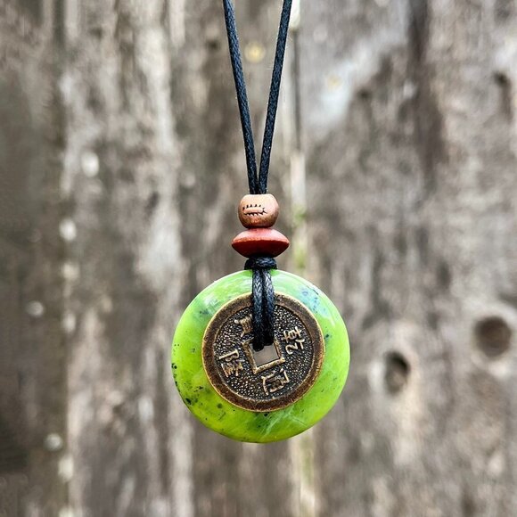 Canadian Jade and Lucky Coin Pendant - Picture 3 of 5